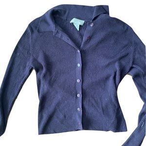 Express Tricot button up sweater with collar